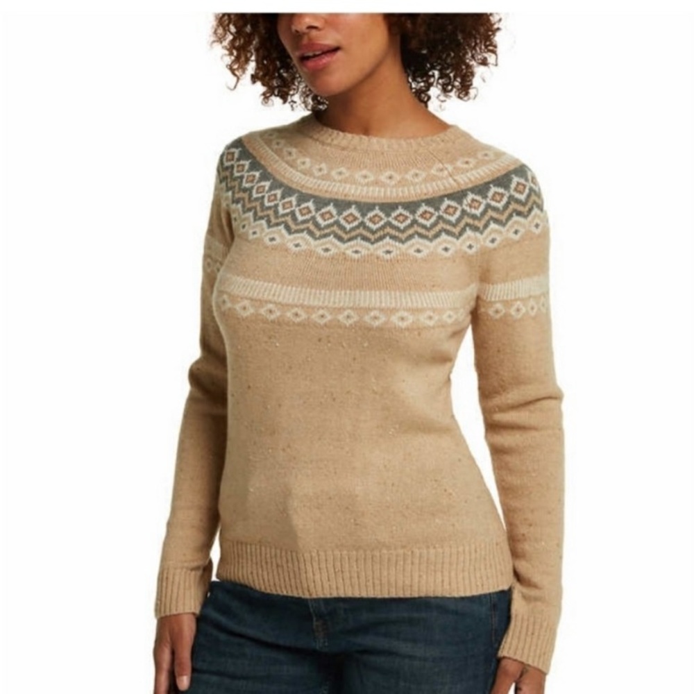 NWT Weatherproof Vintage Fair Isle Sweater Beige XXL